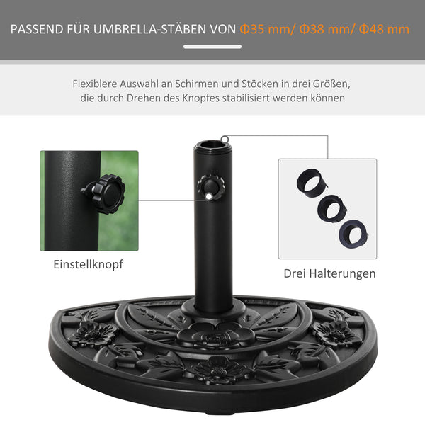Sonnenschirmständer HDPE 9kg halbrund Schwarz