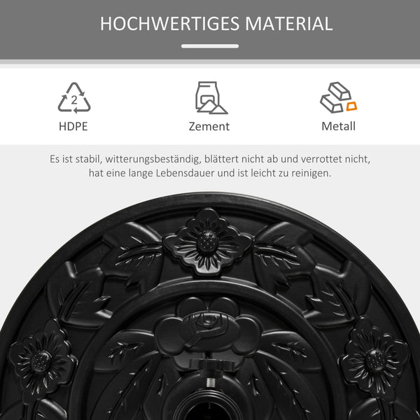 Sonnenschirmständer HDPE 9kg halbrund Schwarz