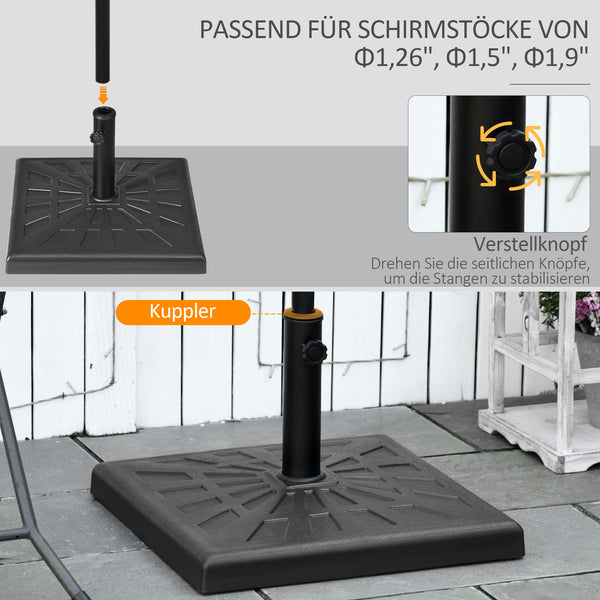 Sonnenschirmständer Kunstharz 19kg Ø32-48mm Schwarz