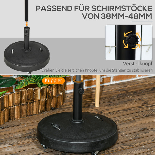 Sonnenschirmständer Kunstharz 23.5kg mit Rollen Schwarz