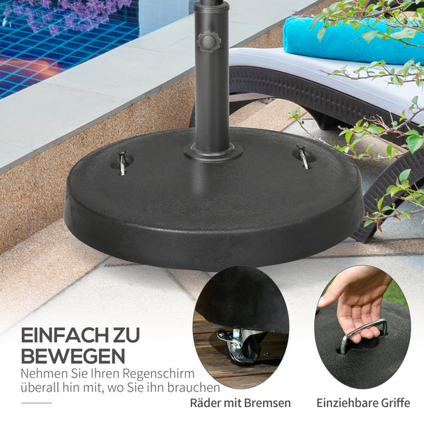 Sonnenschirmständer Kunstharz 23.5kg mit Rollen Schwarz