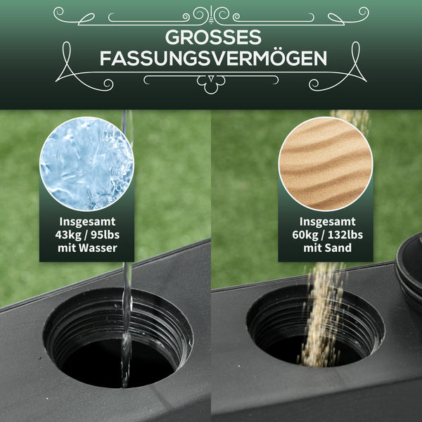 Sonnenschirmständer Metall 43-60kg mit Rollen Schwarz