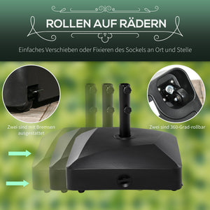 Sonnenschirmständer Metall 43-60kg mit Rollen Schwarz