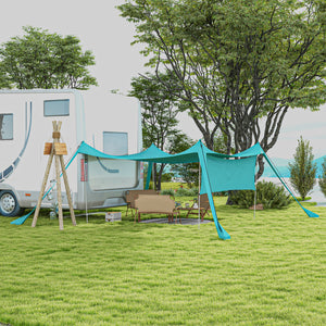 Sonnensegel wasserdicht 3x3x2m mit Tragetasche Blau