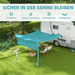 Sonnensegel wasserdicht 3x3x2m mit Tragetasche Blau