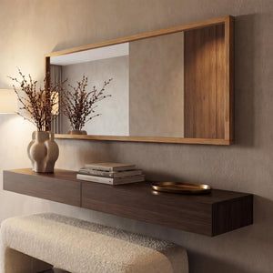 Spiegel Wandspiegel Garderobenspiegel 120x50x2cm Massivholz Eiche