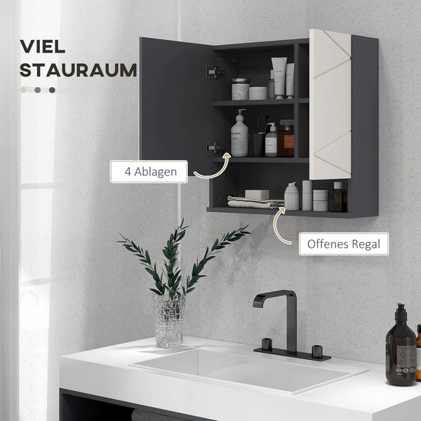 Spiegelschrank Bad mit verstellbaren Regalen weiss