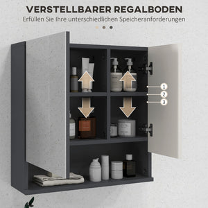 Spiegelschrank Bad mit verstellbaren Regalen weiss