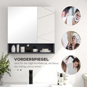 Spiegelschrank Bad mit verstellbaren Regalen weiss