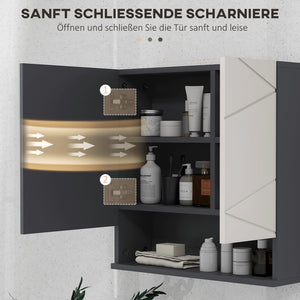 Spiegelschrank Bad mit verstellbaren Regalen weiss