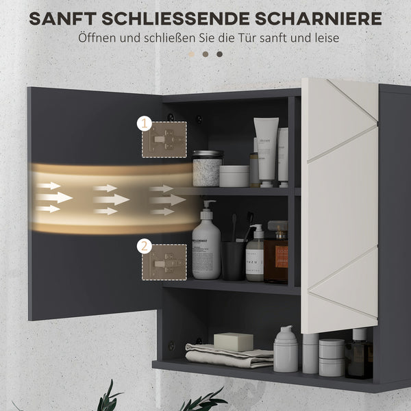 Spiegelschrank Bad mit verstellbaren Regalen weiss