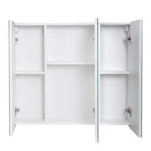 Spiegelschrank Badschrank Hängeschrank 6 Regalböden 70x80x16cm Hochglanz weiss