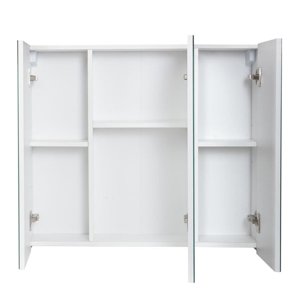 Spiegelschrank Badschrank Hängeschrank 6 Regalböden 70x80x16cm Hochglanz weiss