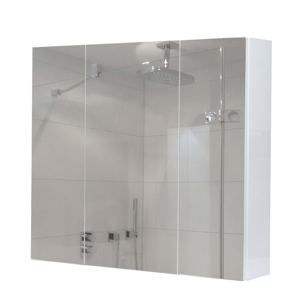Spiegelschrank Badschrank Hängeschrank 6 Regalböden 70x80x16cm Hochglanz weiss