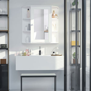 Spiegelschrank Hängeschrank Bad 66x17x63cm 8 Fächer Weiss