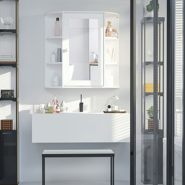 Spiegelschrank Hängeschrank Bad 66x17x63cm 8 Fächer Weiss
