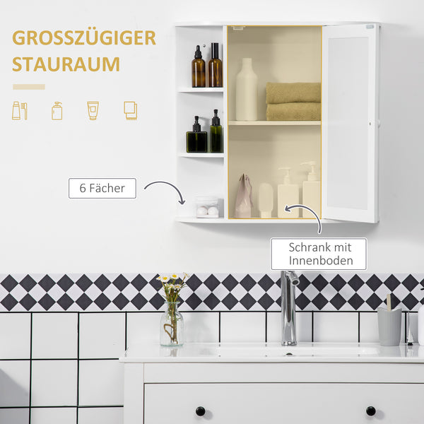 Spiegelschrank Hängeschrank Bad 66x17x63cm 8 Fächer Weiss