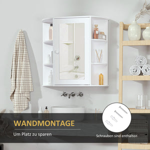 Spiegelschrank Hängeschrank Bad 66x17x63cm 8 Fächer Weiss