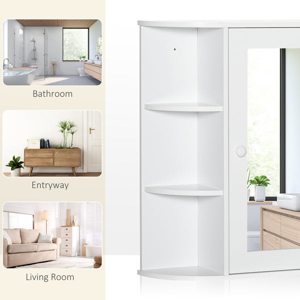 Spiegelschrank Hängeschrank Bad 66x17x63cm 8 Fächer Weiss