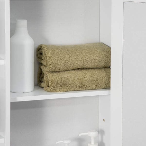 Spiegelschrank Hängeschrank Bad 66x17x63cm 8 Fächer Weiss