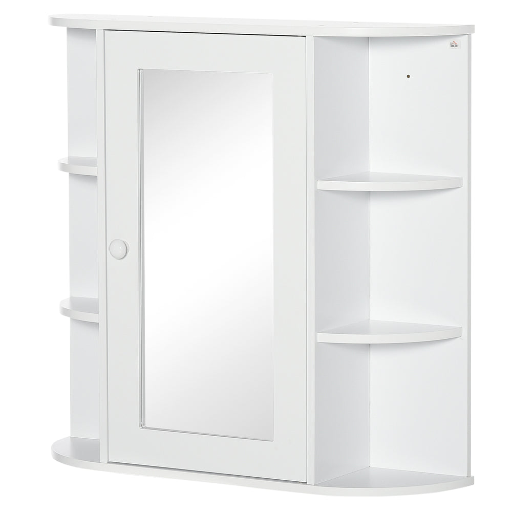 Armoire de toilette murale avec miroir, 66 x 17 x 63 cm, 8 compartiments, blanche