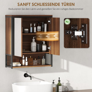 Spiegelschrank Badezimmer Badschrank hängend Holzoptik braun