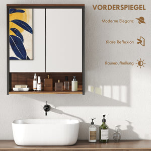 Spiegelschrank Badezimmer Badschrank hängend Holzoptik braun