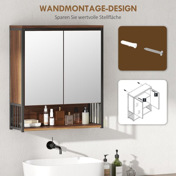 Spiegelschrank Badezimmer Badschrank hängend Holzoptik braun