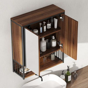 Spiegelschrank Badezimmer Badschrank hängend Holzoptik braun