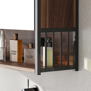 Spiegelschrank Badezimmer Badschrank hängend Holzoptik braun