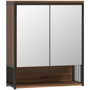 Spiegelschrank Badezimmer Badschrank hängend Holzoptik braun