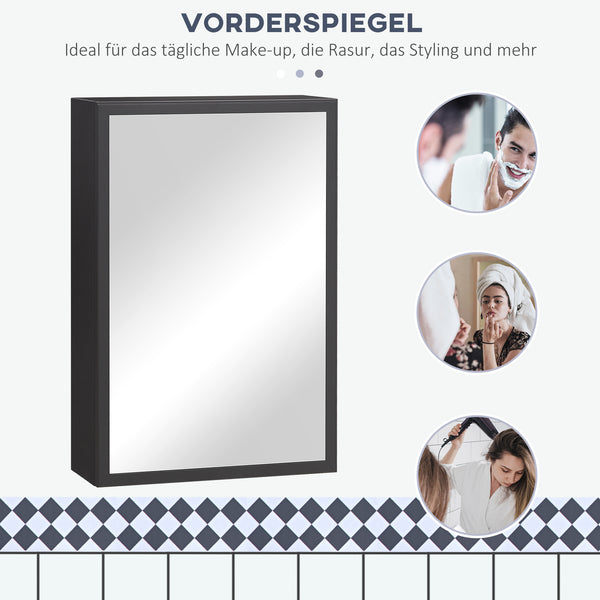 Spiegelschrank Modern 3 Schichten platzsparend Schwarz