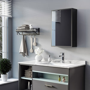 Spiegelschrank Modern 3 Schichten platzsparend Schwarz