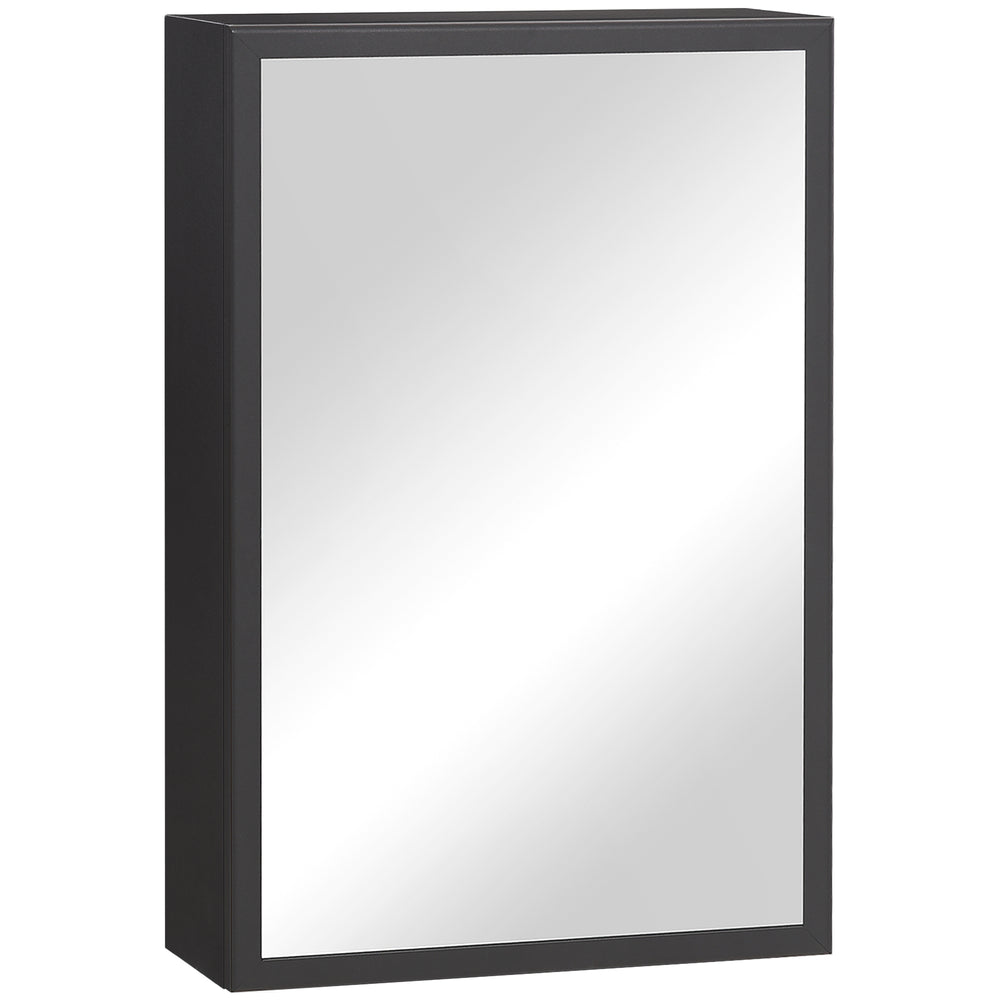 Armoire à miroir moderne à 3 niveaux, gain de place, noire