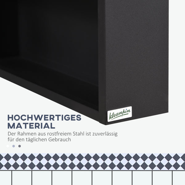 Spiegelschrank Modern mit Glasregal Edelstahl Schwarz