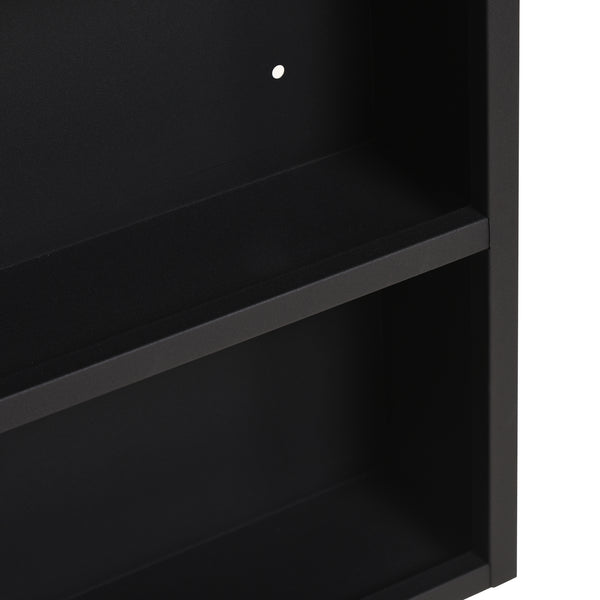Spiegelschrank Modern mit Glasregal Edelstahl Schwarz