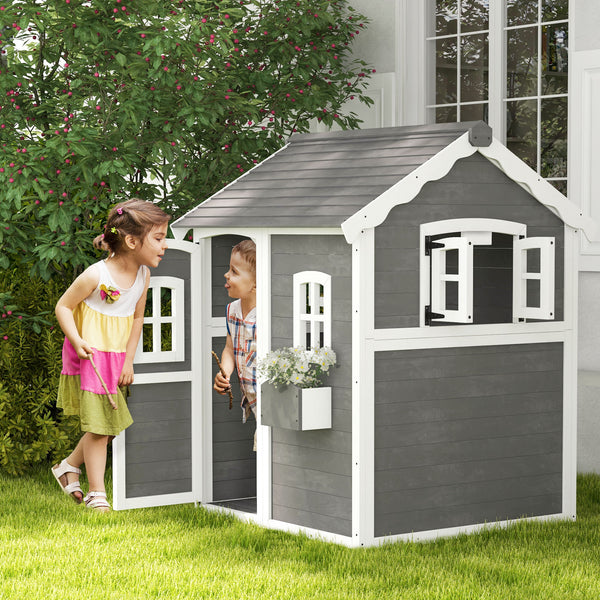 Spielhaus für Kinder Indoor Outdoor mit Tür und Fenstern aus Holz
