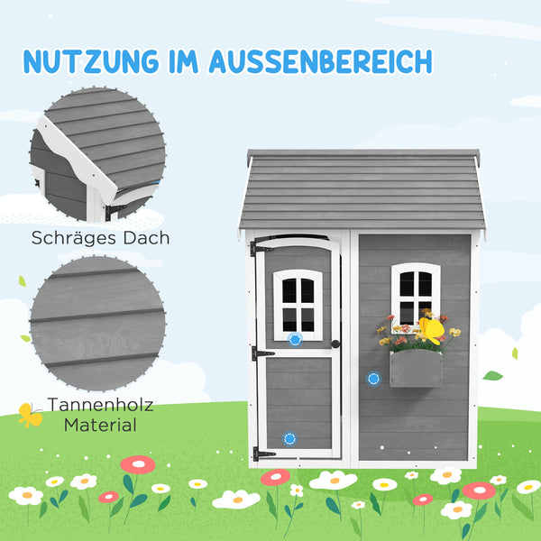 Spielhaus für Kinder Indoor Outdoor mit Tür und Fenstern aus Holz