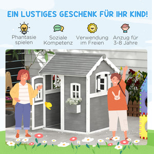 Spielhaus für Kinder Indoor Outdoor mit Tür und Fenstern aus Holz