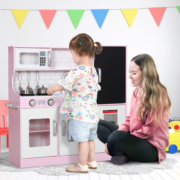 Spielküche für Kinder mit Zubehör Herd und Eismaschine pink