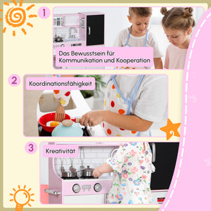 Spielküche für Kinder mit Zubehör Herd und Eismaschine pink