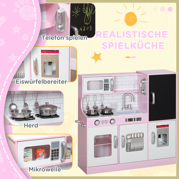 Spielküche für Kinder mit Zubehör Herd und Eismaschine pink