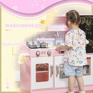 Spielküche für Kinder mit Zubehör Herd und Eismaschine pink