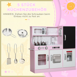 Spielküche für Kinder mit Zubehör Herd und Eismaschine pink
