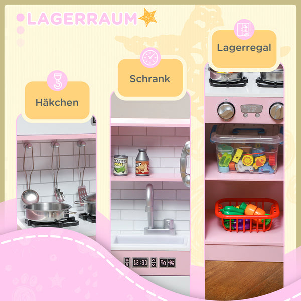 Spielküche für Kinder mit Zubehör Herd und Eismaschine pink