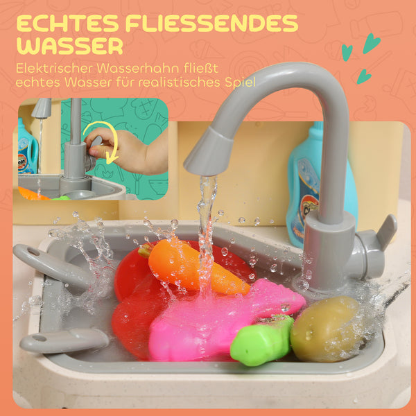 Spielküche für Kinder mit Wasserhahn Licht und Zubehör