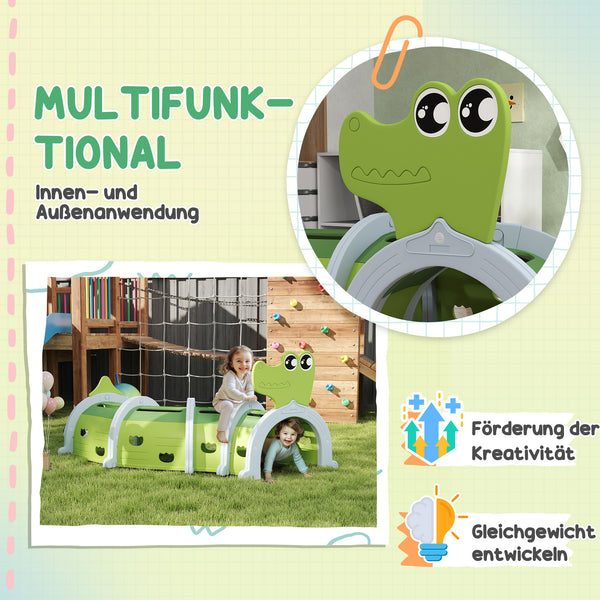 Spieltunnel für Kinder flexibel robust Krokodil 3-6 Jahre