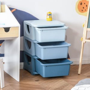 Spielzeugaufbewahrung Kinderkommode 3 Ebenen Blau