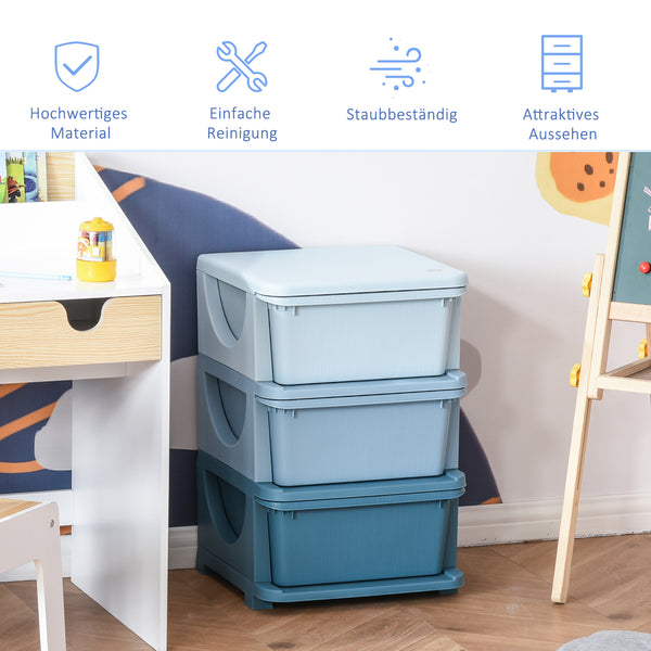 Spielzeugaufbewahrung Kinderkommode 3 Ebenen Blau