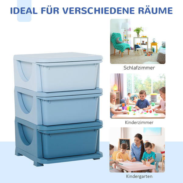 Spielzeugaufbewahrung Kinderkommode 3 Ebenen Blau